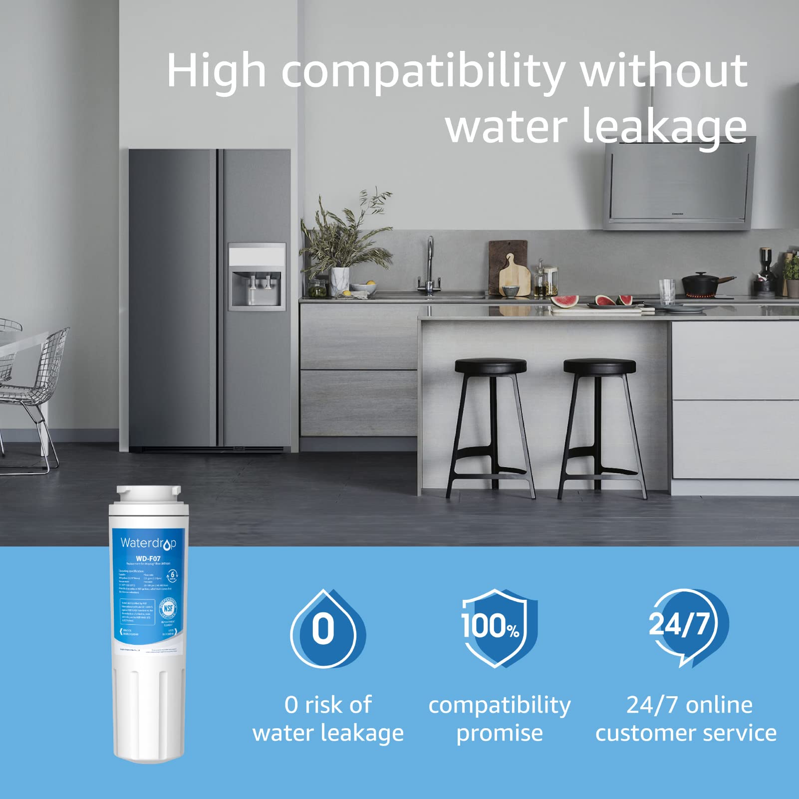 2X Waterdrop UKF8001 Filtro Dell'acqua del Congelatore per Maytag UKF8001, Amana, Jenn-Air PUR Puriclean II, UKF8001AXX, UKF9001, Whirlpool/KitchenAid 4396395, EDR4RXD1, Viking RWFFR, SK535