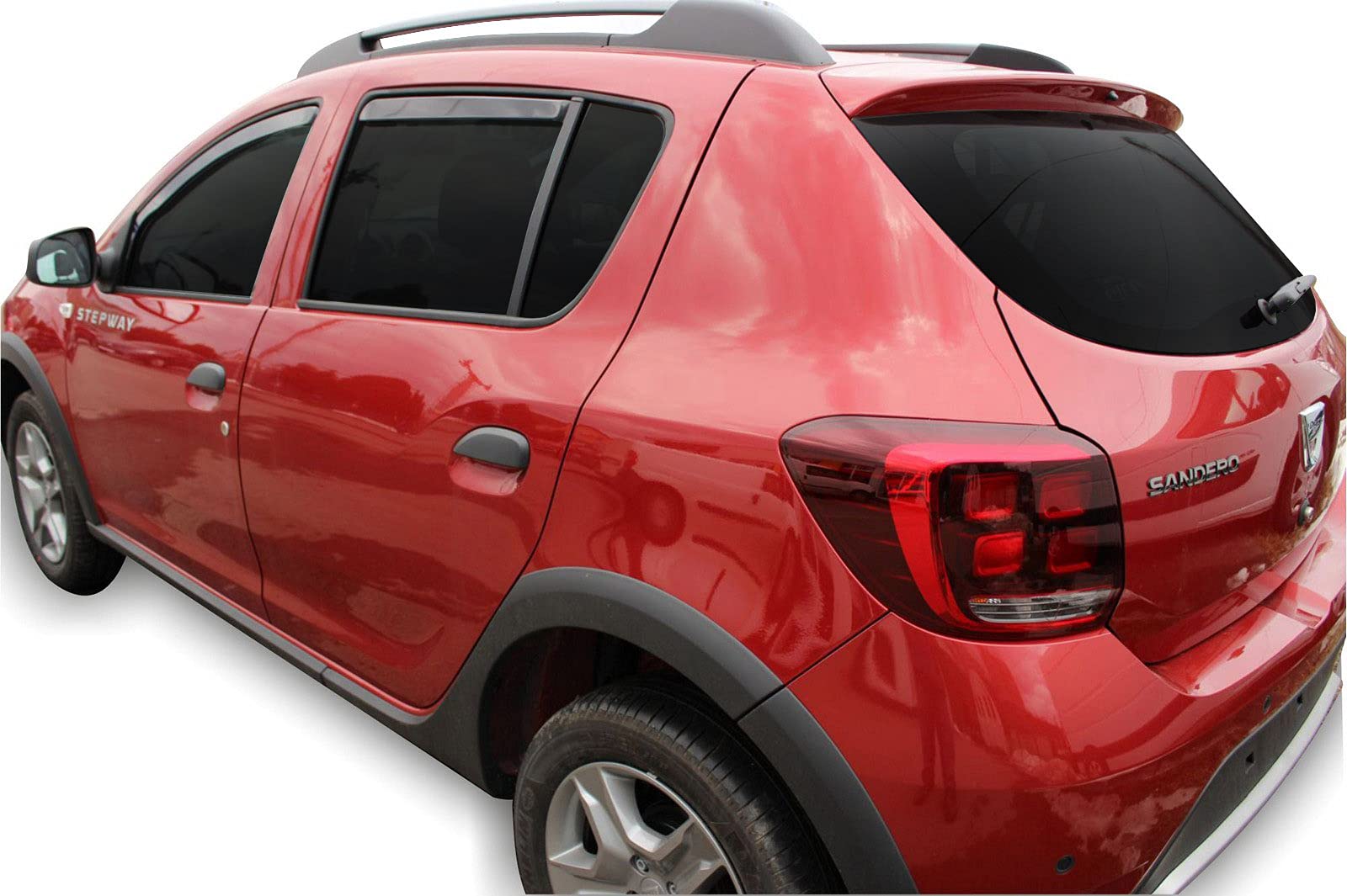 J&J Automotive GP Windabweiser passend für Dacia Stepway 2 2012-2020 4tlg, Vorne und Hinten Regenabweiser Passform Getönt Schwarz