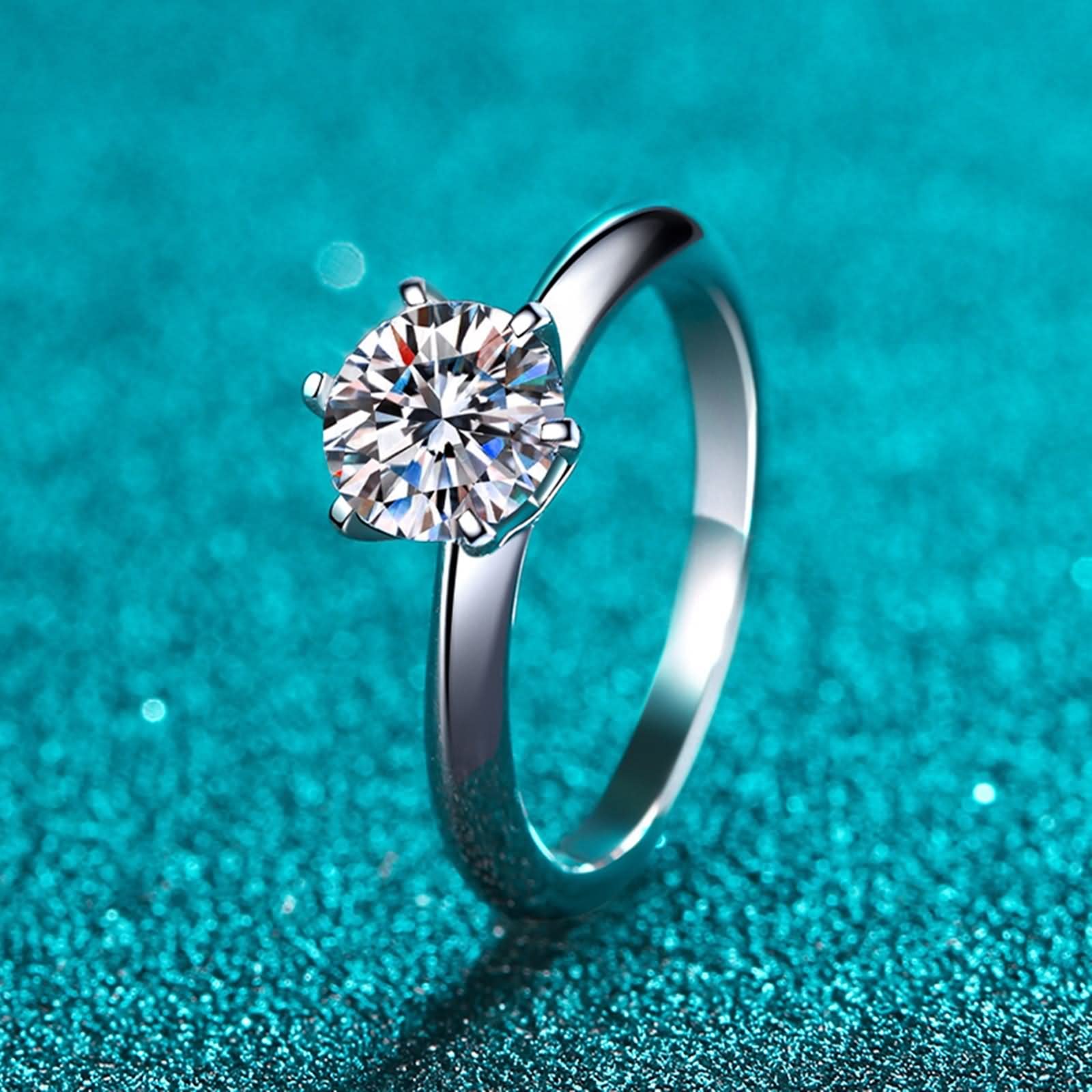 Anillo de compromiso gótico, anillo de oro blanco para mujer, redondo, de plata de ley, adecuado para cumpleaños y aniversario