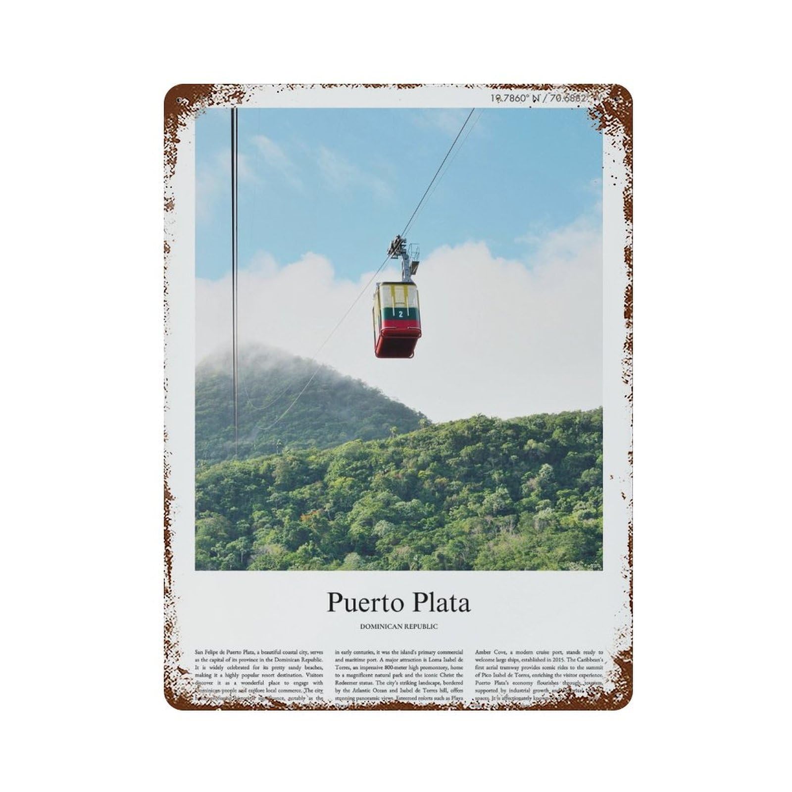xiaoxiaoshen Puerto Plata Dominican Republic City Scenery Wall Decor Art Metal Tin Poster Modern Home Decor Art Home Bar Shop Decorations Vintage Sign 40x30cm