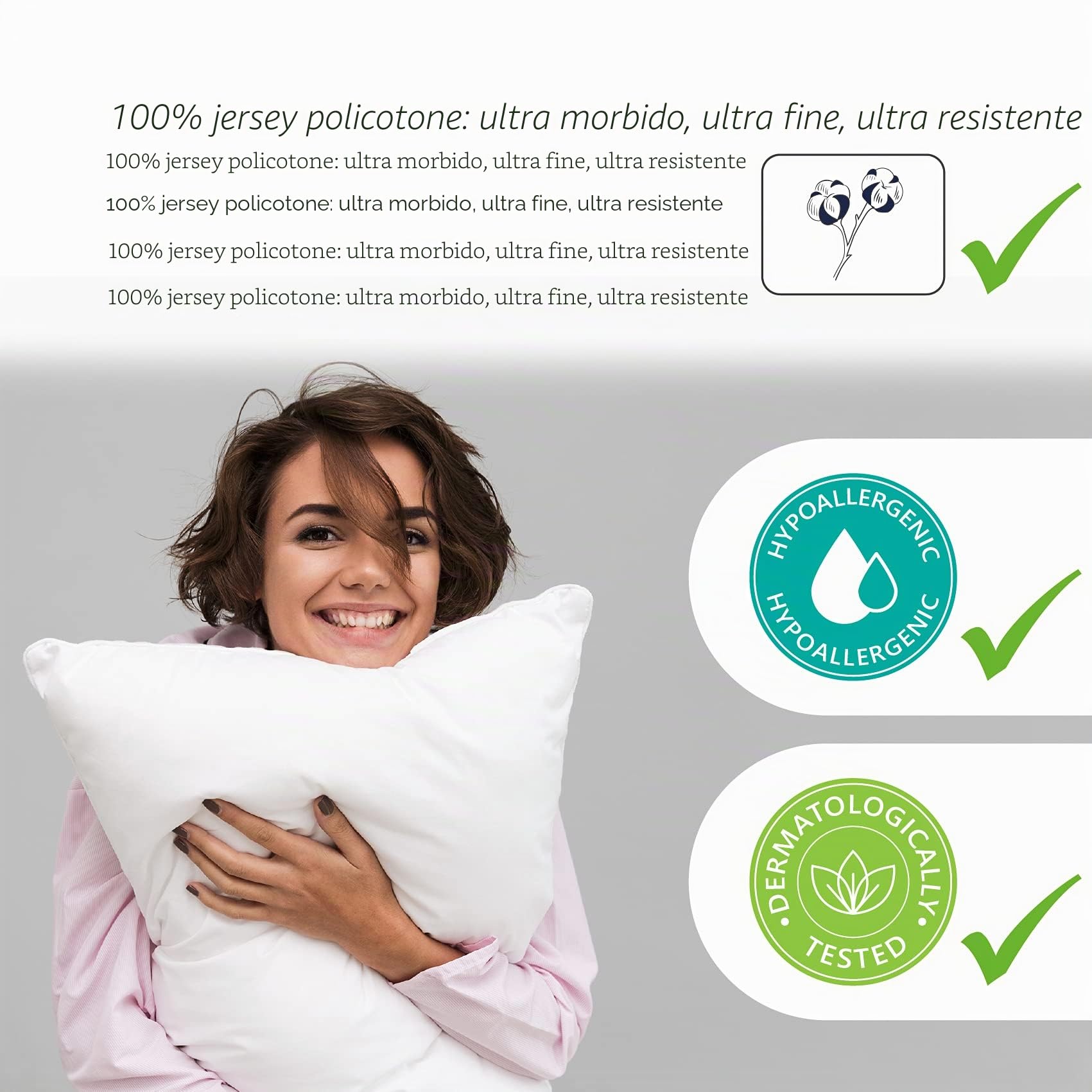 Twillie - Copricuscino 50x80 cm Impermeabile (set da 2) Made in Europa - Oeko-Tex® Aegis® Copriguanciale Traspiranti e Ipoallergenici - Federe per cuscini Anti-Acari, Anti-Batteri - 100% Policotone