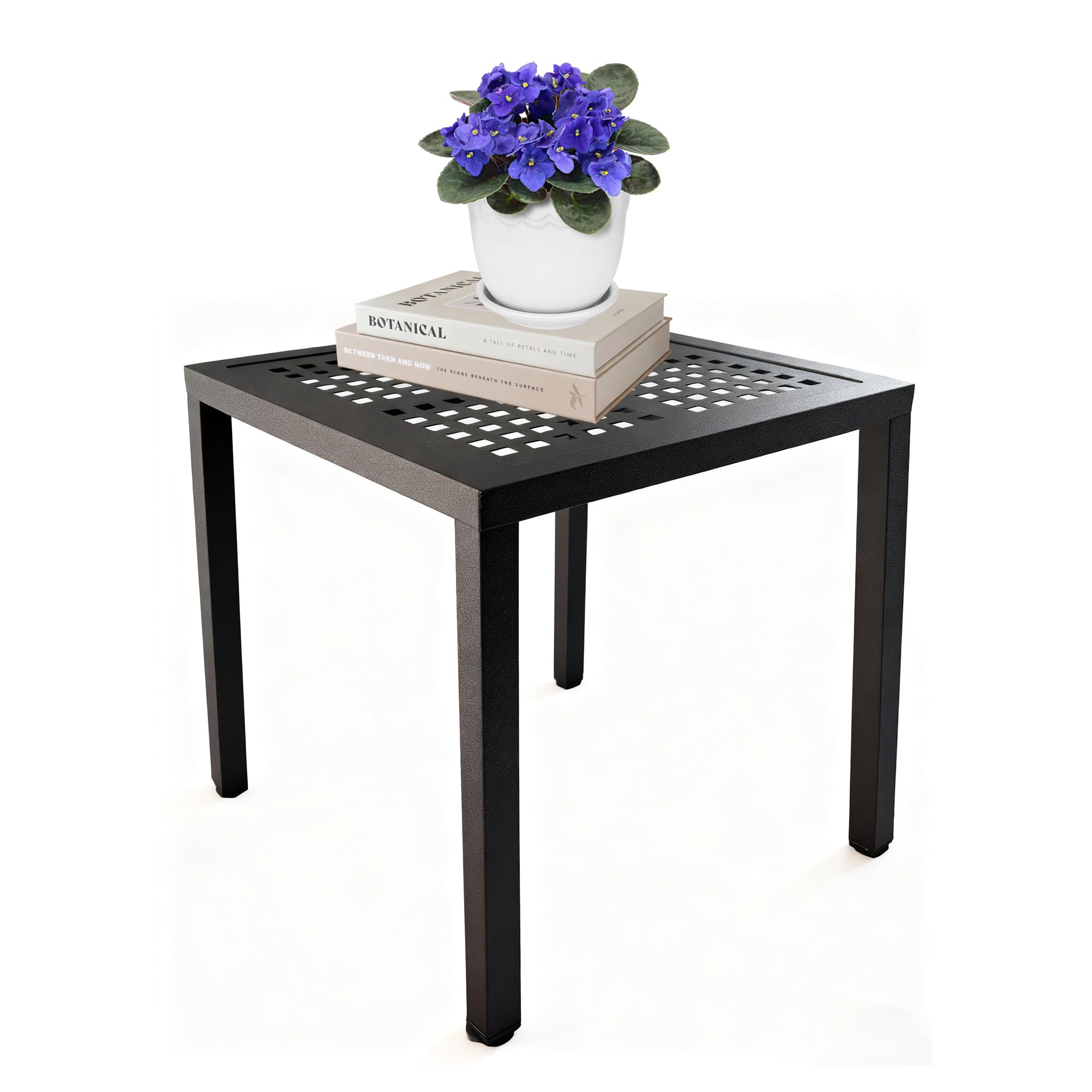 Aluminium Pflanzenständer Leiter, Platzsparend, für Innen und Außen, Terrasse, Balkon, Garten (Schwarz, 45.5*37.5CM)