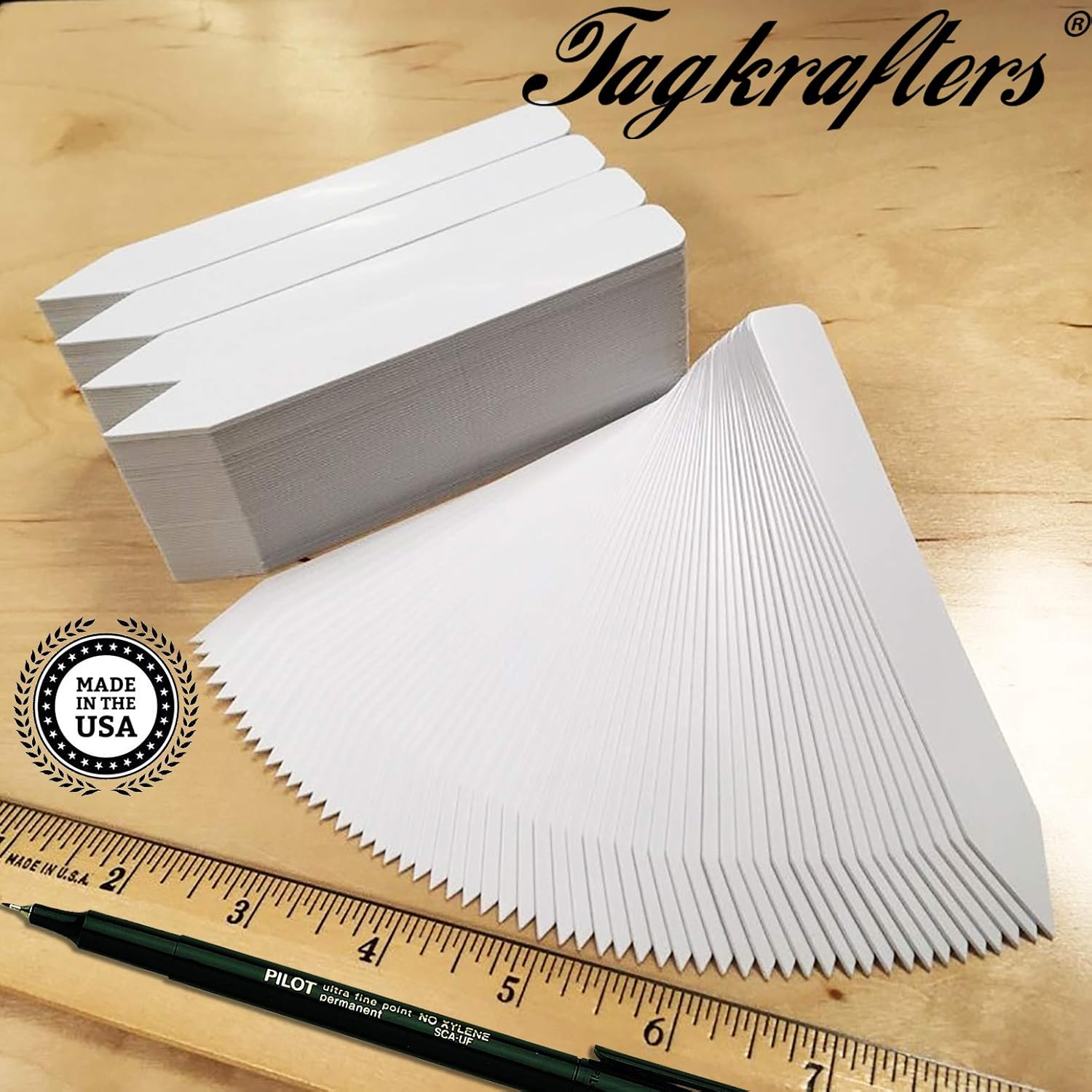 5" x 5/8" White Premium Pot Stakes with Marker - 1,000 Pcs - Plastic Plant Tags and Labels - Nursery Garden Tree Labels Waterproof Writeable | Made in The USA |