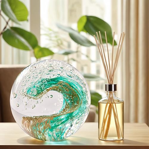 Miniatura 8 de Adorno de bola de cristal, decoración del hogar, bola de pisapapeles de cristal, decoración de acuario, decoración de oficina, amantes del océano,