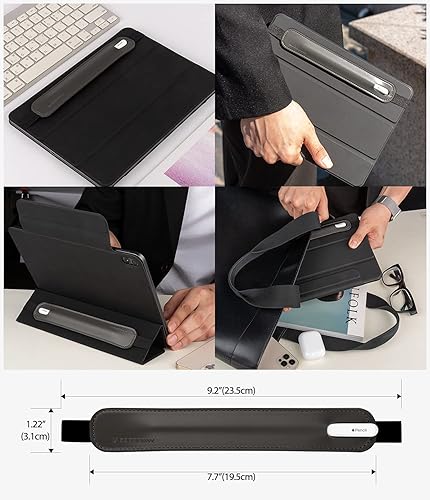 Miniatura 9 de Goospery Soporte para lápices compatible con Apple Pencil (1 y 2 generación) Funda de piel sintética, accesorios de bolsillo, banda elástica para