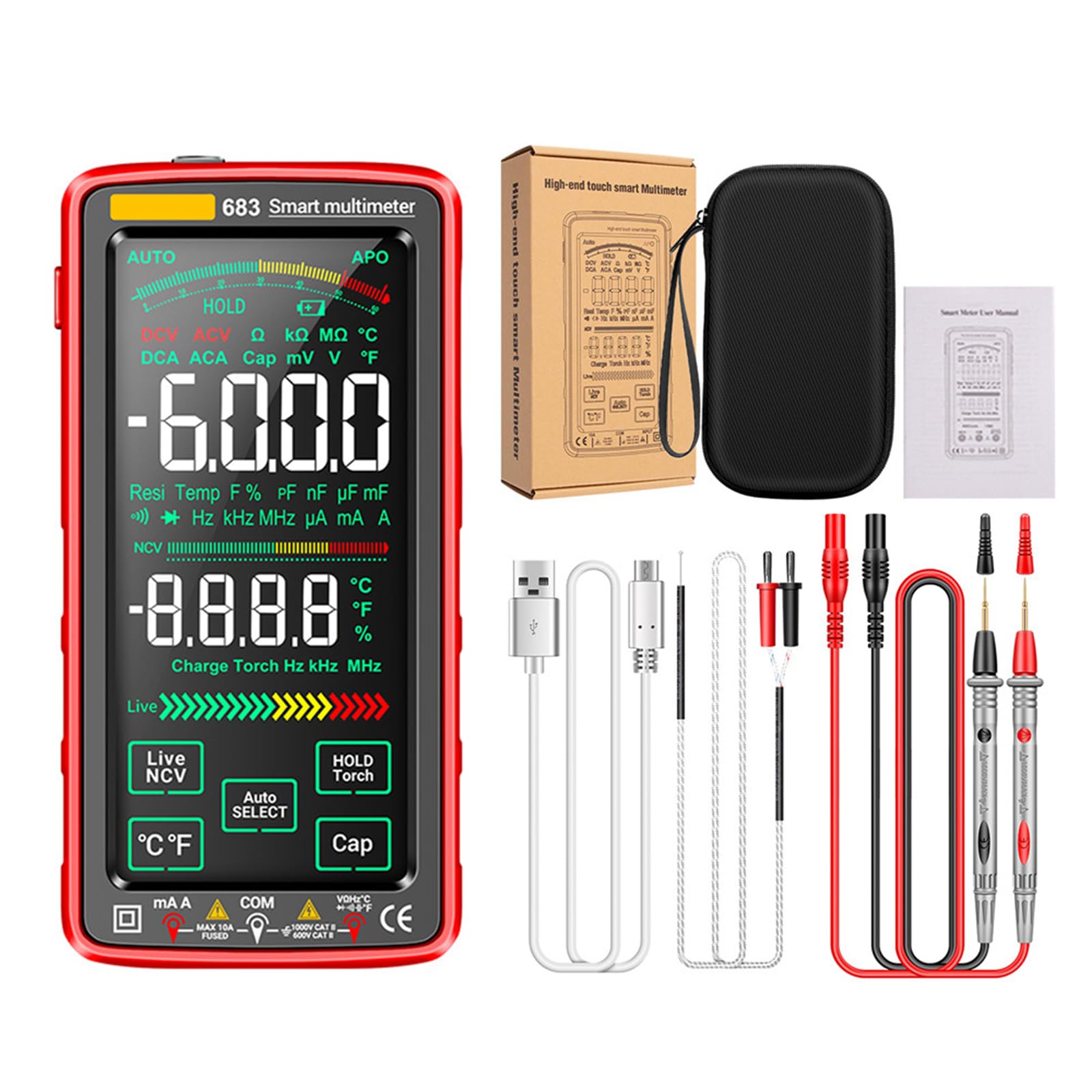 Multimètre numérique rechargeable à grand écran LCD couleur pour vos travaux à la maison