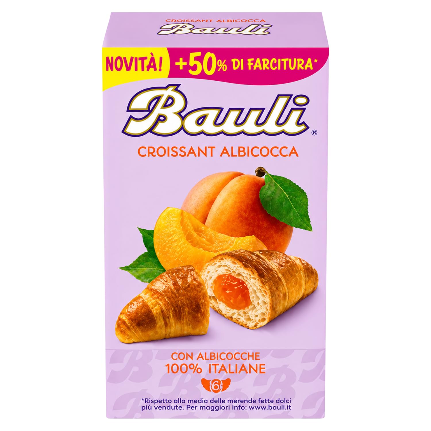 Croissant Cornetti all’Albicocca 6 x 50g Snack Dolce per Colazione e Merenda Ripieno all’Albicocca Formato 300g Variazioni 4/8/12 Confezioni (12 PEZZI)