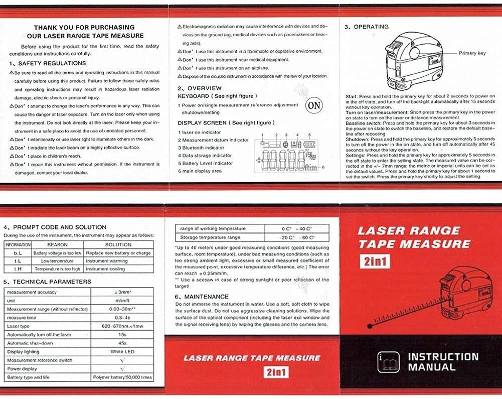 Misuratore di distanza laser digitale 40 m metro a nastro 5 m misurazione della distanza portatile telemetro digitale con display LCD 2 in 1