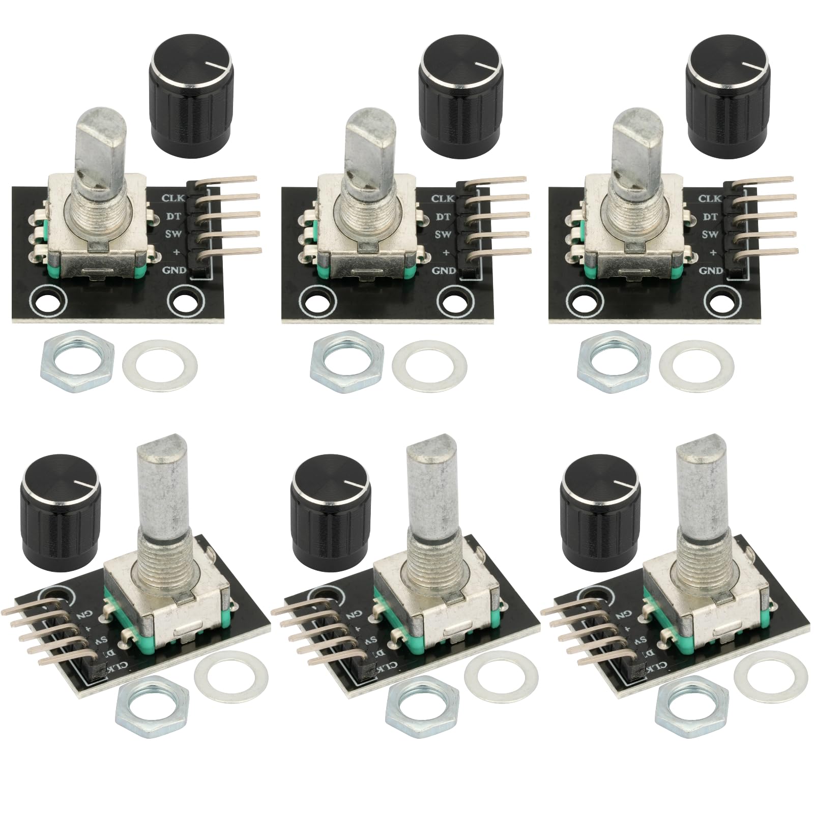 Lot de 6 encodeurs rotatifs KY-040 avec bouton poussoir et capuchon de bouton compatible avec Arduino