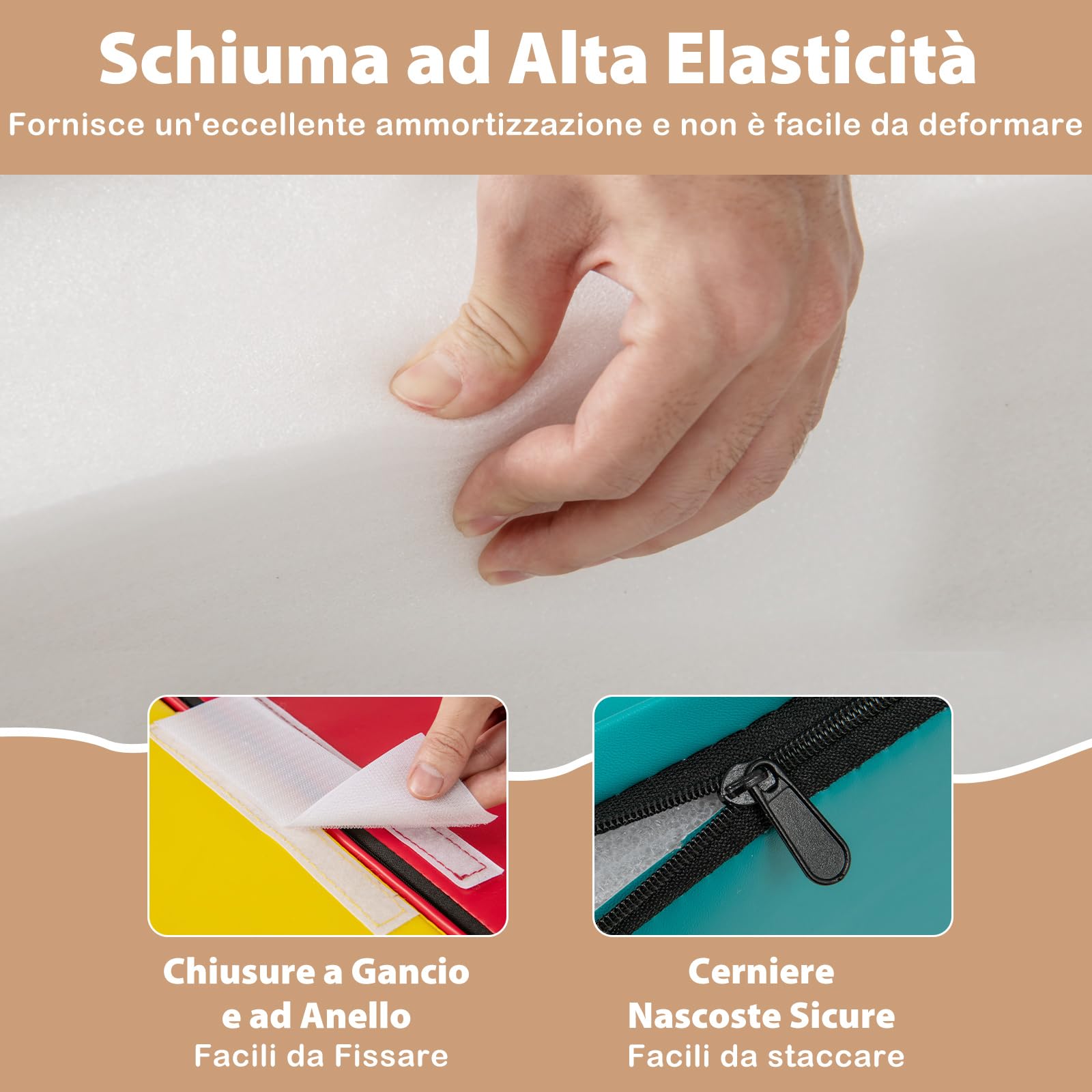 COSTWAY Zestaw 10 Giocattoli da Arrampicata per Bambini, Blocchi in Schiuma Morbidi, Set Attività Gattonare e Scivolare 1-3 Anni (Verde)