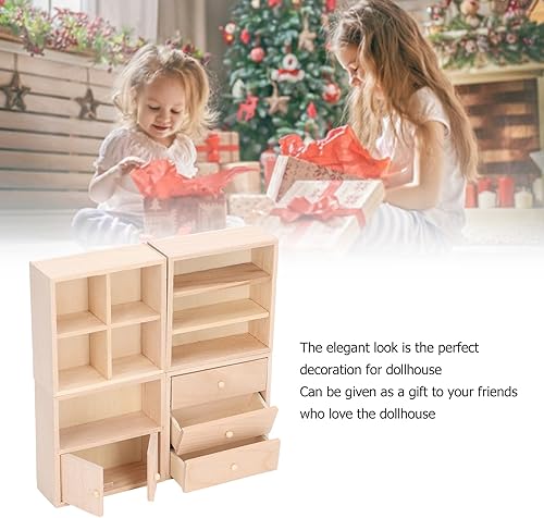 Miniatura 5 de Juego de 4 gabinetes de casa de muñecas de 1/12, diseño simple, práctico y realista en miniatura, casa de muñecas