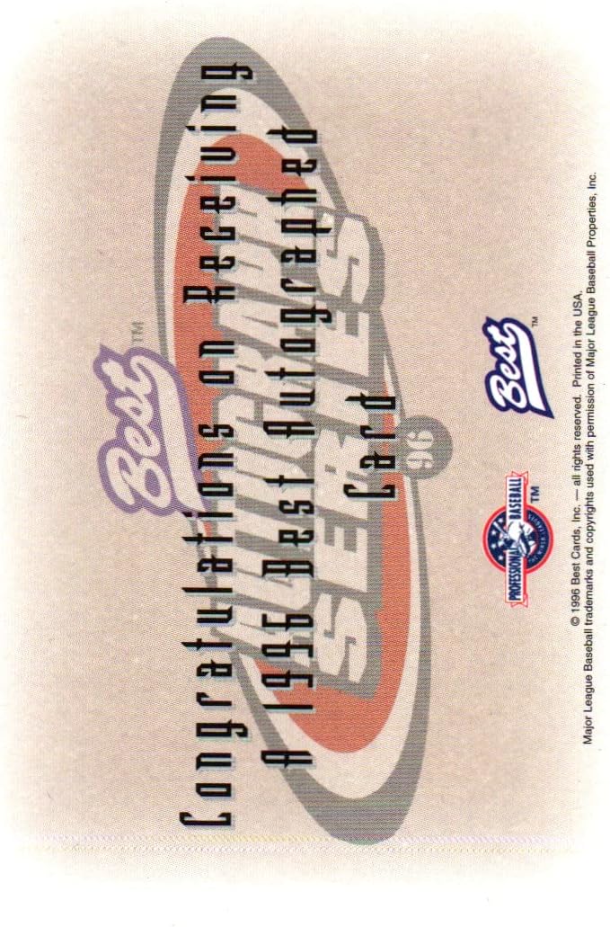 Charles Peterson Hand Autographed Collectible Baseball Card - 1996 Best Autographed Baseball Card #96 (Hill Cats) Free Shipping & Tracking