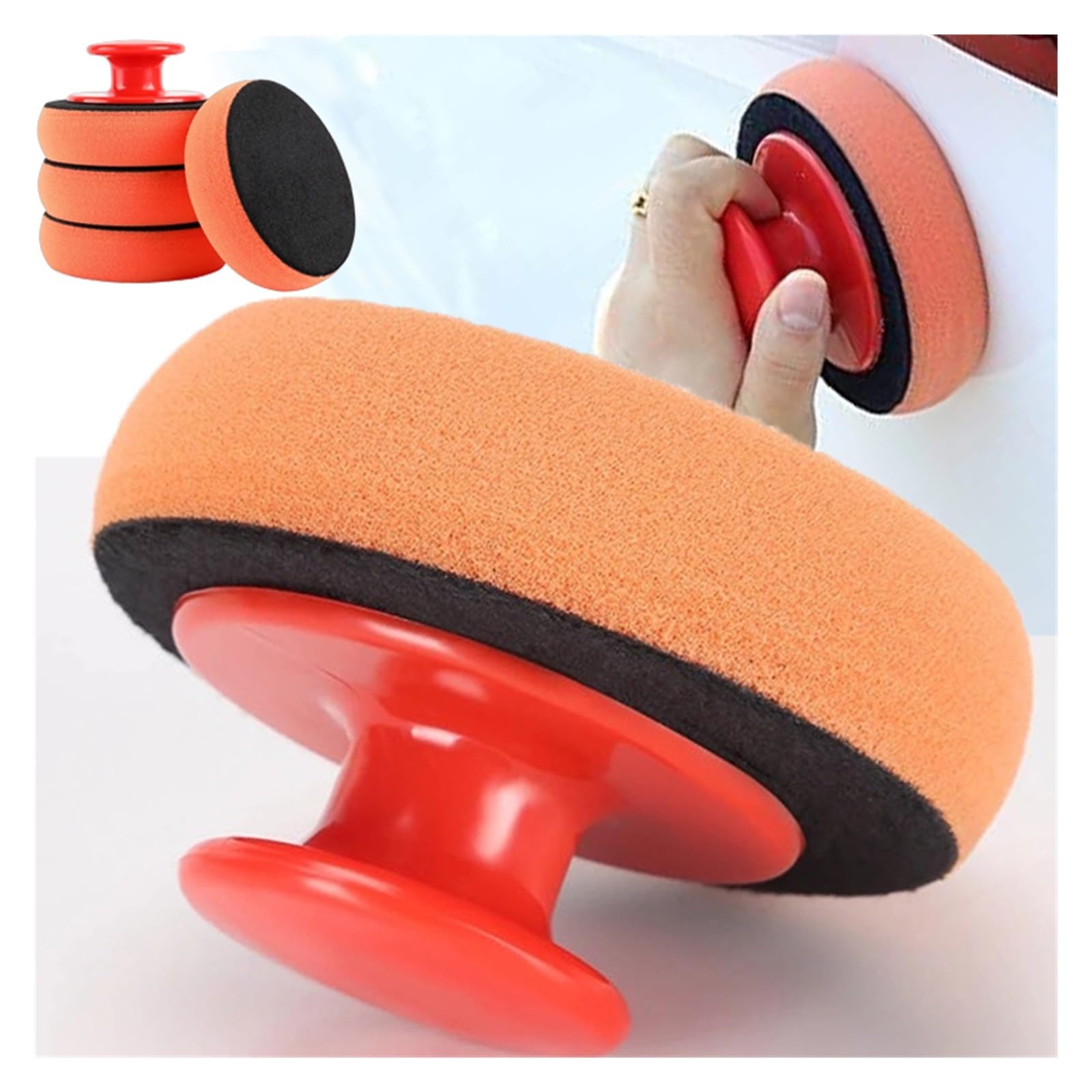 Autowasch-Wachs-Polierpad, Polierschwamm, Reinigungstuch, Mikrofaser-Applikator, kompatibel mit Autopoliermaschinen und Wachs(Spong-3pcs)