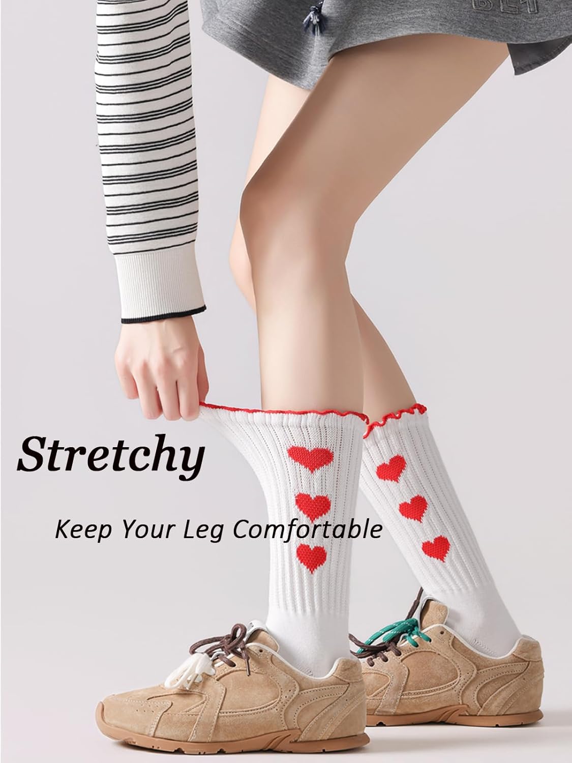 JORMATT Slouchy Socks for Women Cotton Boots Scrunch Slouch Crew Socks 5 Pairs - Image 2