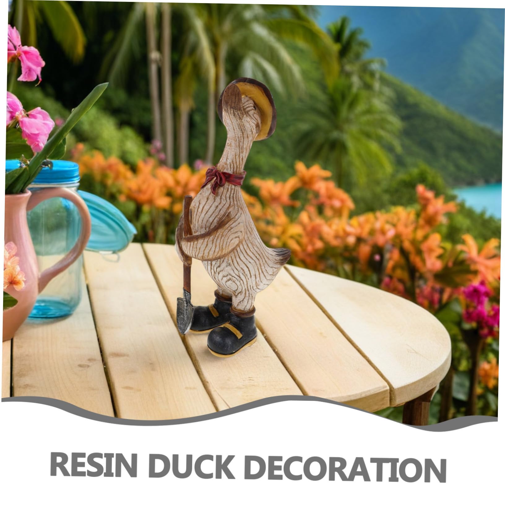 Lebensechte Entenfigur aus Kunstharz für Garten und Terrasse