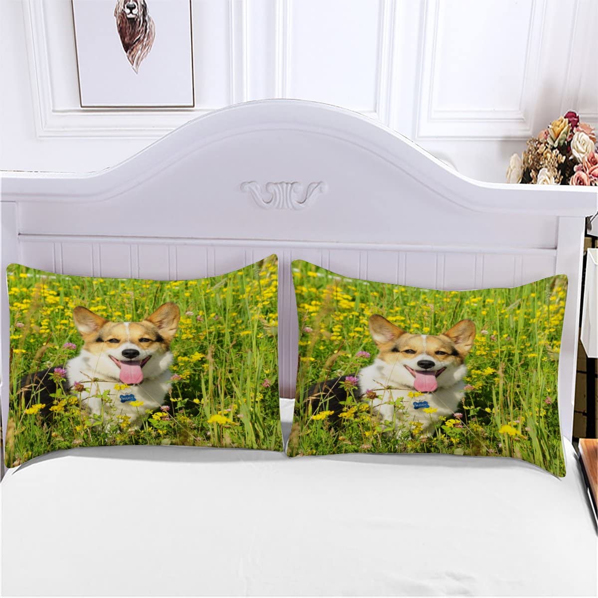 3 Pièces Parure De Lit 2 Personnes Adultes Corgi Housse De Couette 240x260 En Microfibre Imprimé 3D Chien Animal Avec Fermeture Éclair Avec 2 Taies D' Oreiller 50x75cm