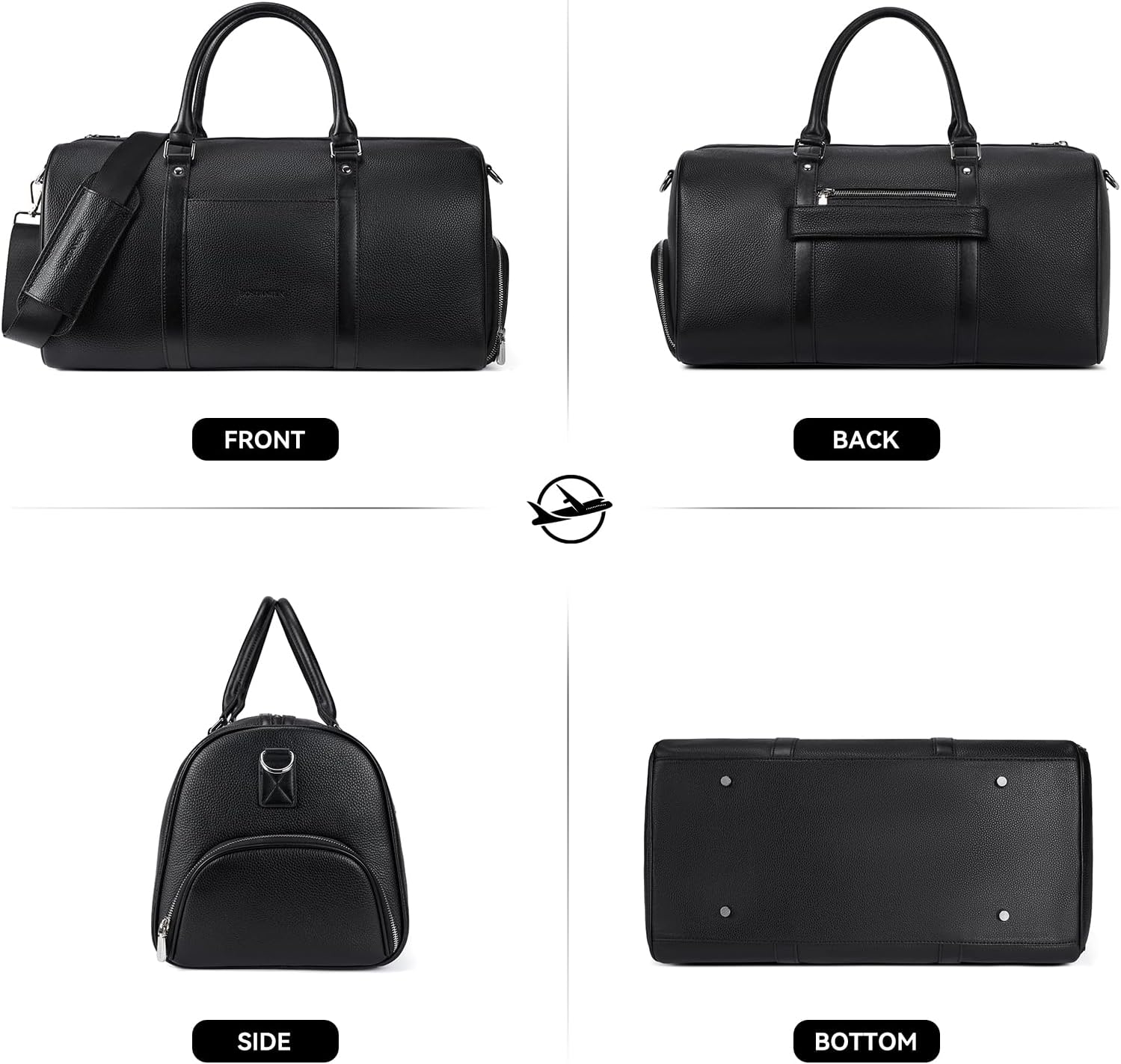 BOSTANTEN Genuine Leather Travel Weekender Overnight Duffel Bag Gym Sports Luggage Tote Duffle Bags for Men Medium: 18.5"X9.25"X10.50"