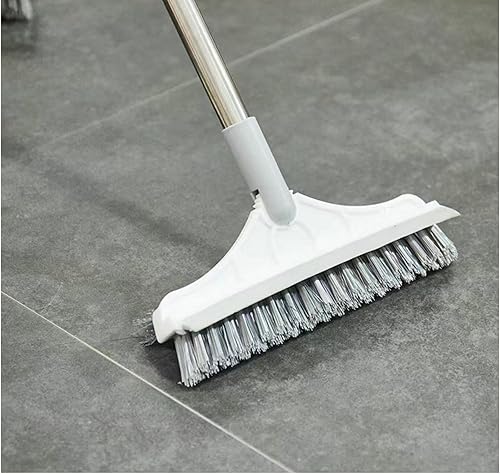 Miniatura 8 de Cepillo de limpieza 2 en 1, cepillo de limpieza para suelos con mango largo, cepillo de lechada para raspar en forma de V, cepillo de limpieza de