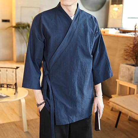 Amazon Co Jp 着物侍服メンズ和風カーディガン羽織服夏原宿着物ジャケットカジュアルコットン 服 ファッション小物
