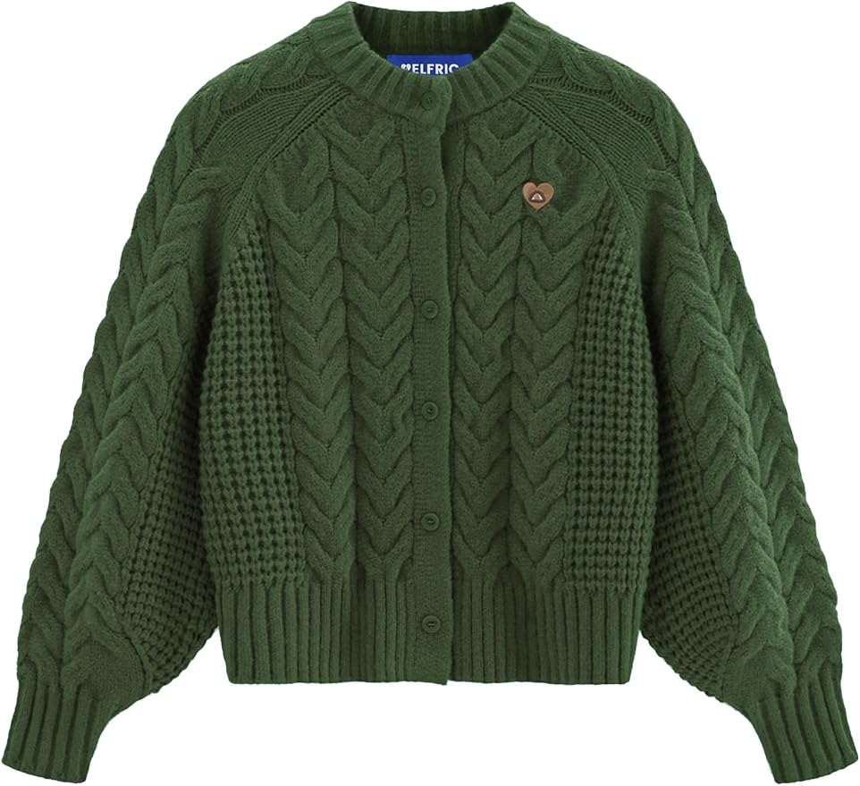 Aelfric Eden Chunky Cardigan Sweaters for Women Oversized Cable Knit Open Front Cardigans Long Sleeve Crewneck Trendy Outfits fashion product photo