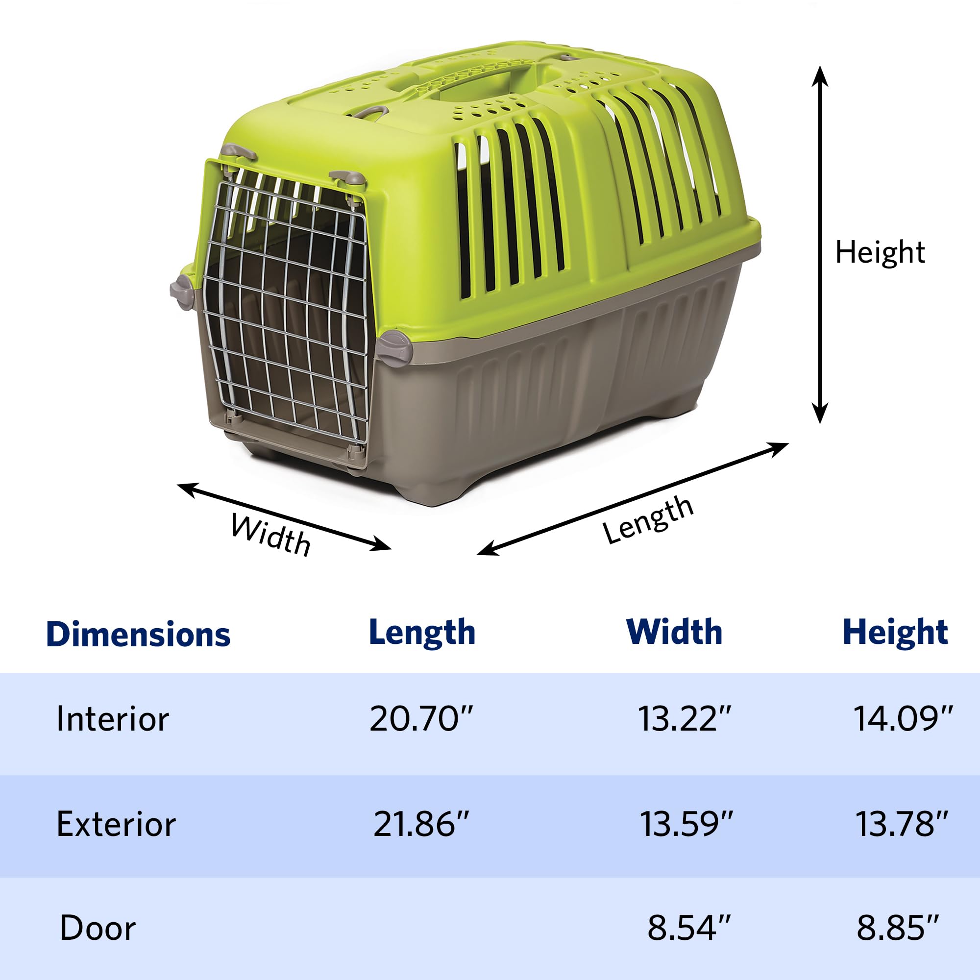 MidWest Homes for Pets Haustier-Tragetasche: Hartschalen-Hundetragetasche, Katzentrage, Kleintier-Tragetasche in Grün | Innenmaße 20,70 x 13,22 x 14,09 cm (L x B x H) & geeignet für kleine Hunderassen