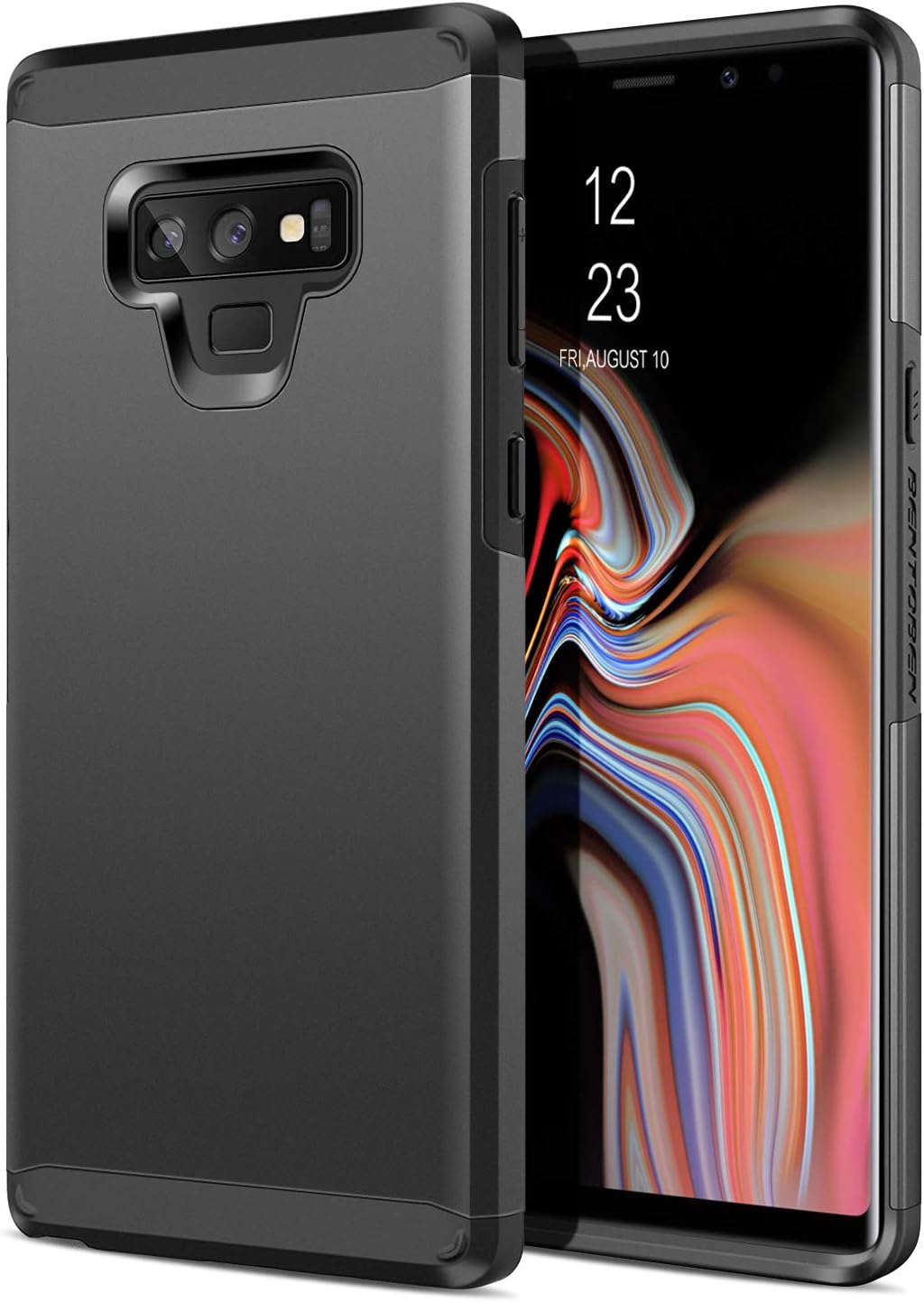 BENTOBEN Case for Samsung Galaxy Note 9, 2 in 1 Slim Rugged Hybrid Hard PC Soft TPU Bumper Shockproof Heavy Duty Protective Impact Resistant Phone Case Cover for Boys,Men,Women and Girls,Gray/Black