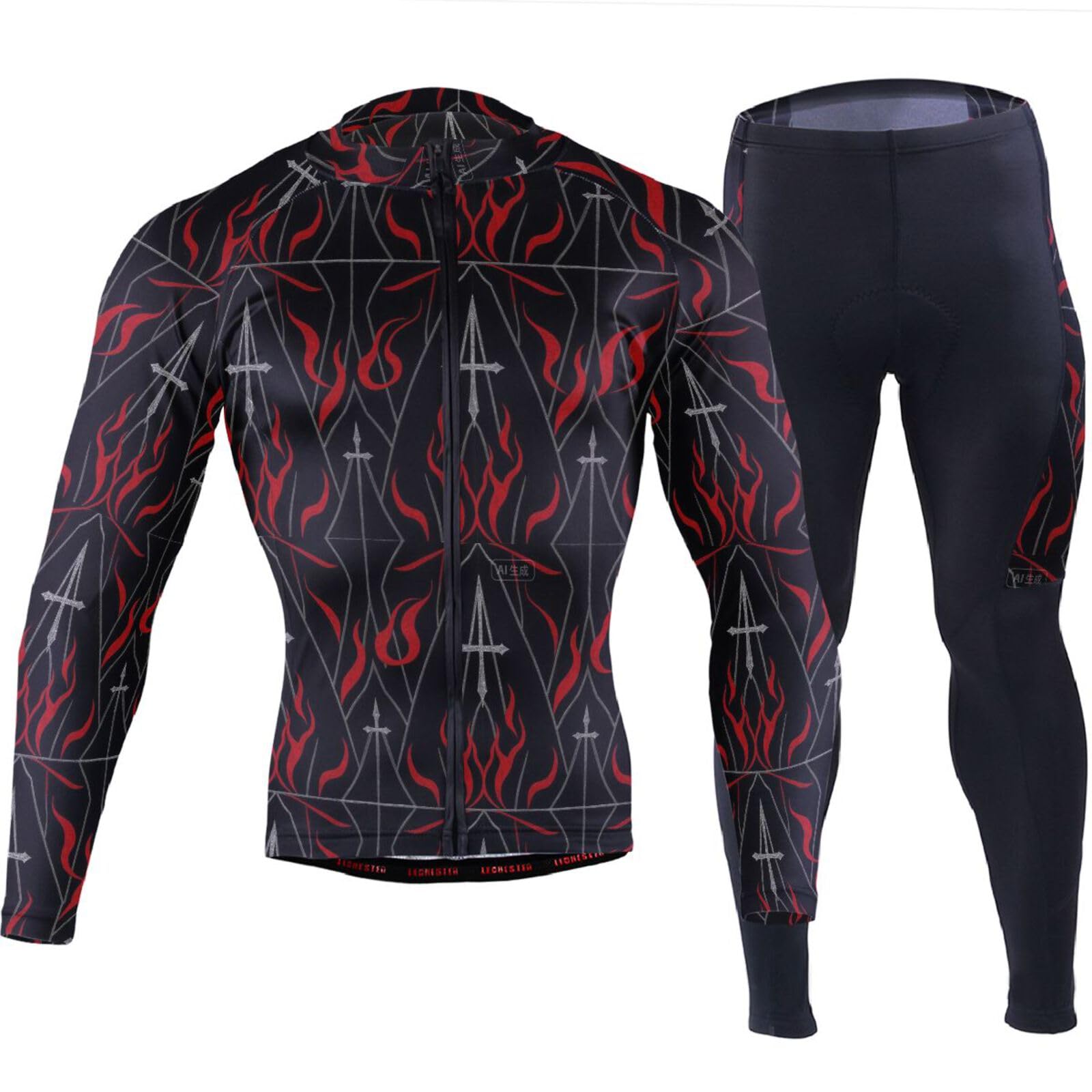 Herren Radtrikot mit Taschen Leichtes Radtrikot Herren Lang 3D Gepolstert