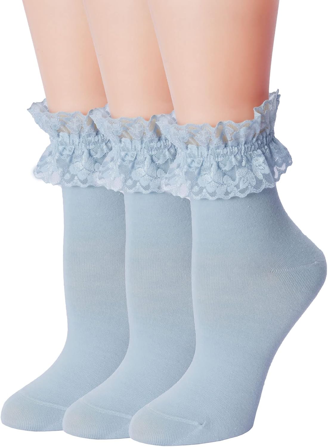 Women Lace Ruffle Socks Fashion Fancy Lovely Girl Socks 3 Pairs