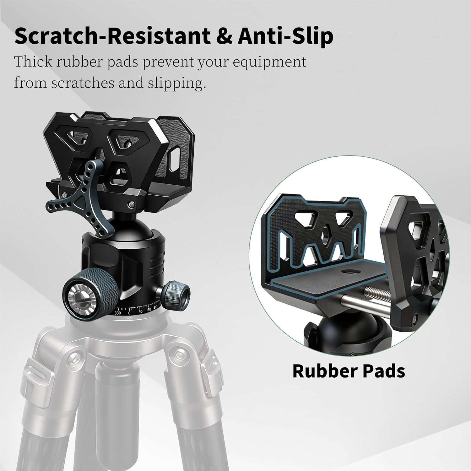 Shooting Saddle for Hunting Tripod, 360° Rotating Rifle Clamp with Low Profile Ball Head, Universal Shooting Tripod Mount, Aluminum Saddle Clamp for Tripod Shooting Stick