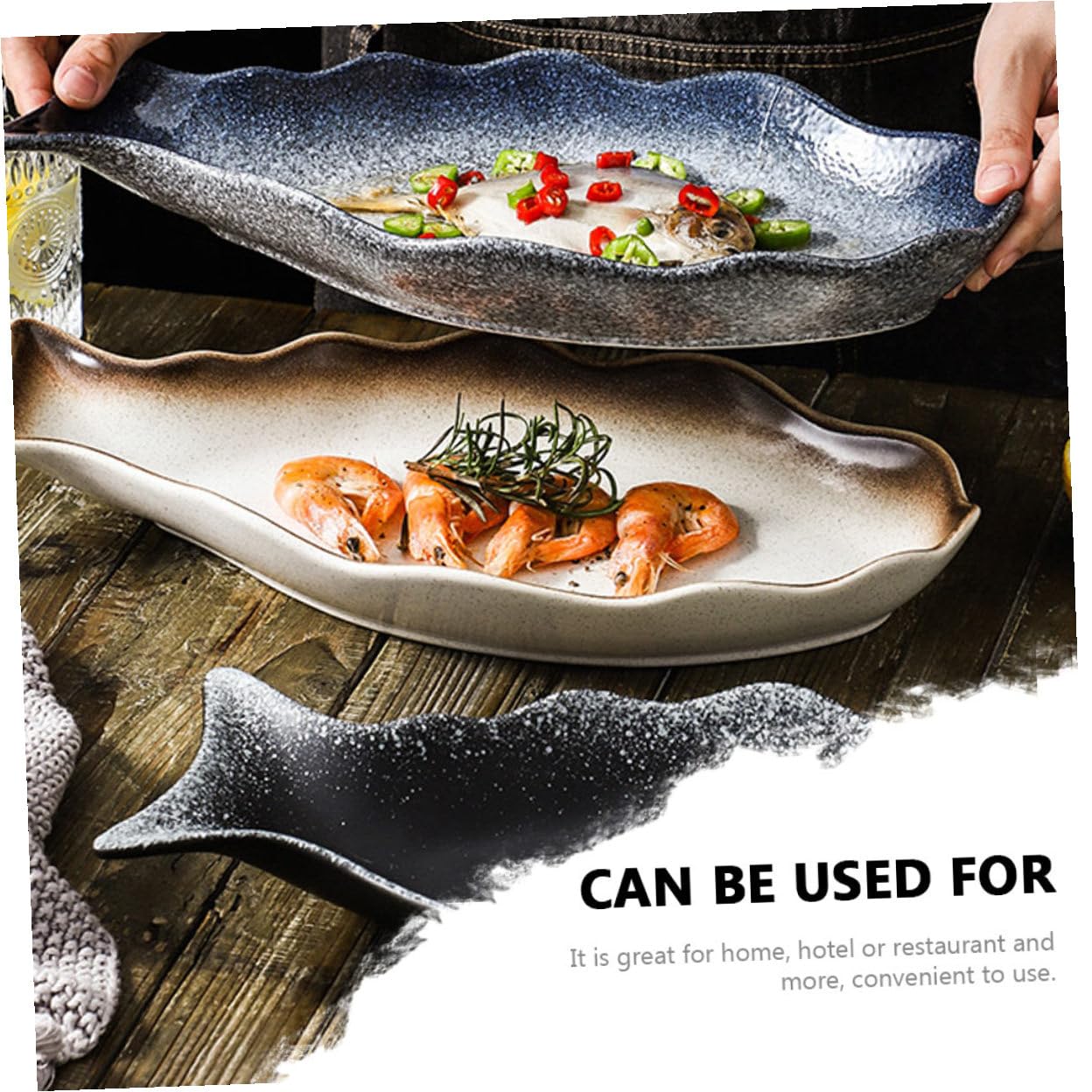 Plato de para Pescado Decorativo y Funcional Color Brillante Superficie Lisa y Pulida Ligero y Compacto para Restaurantes y Hogar Fácil de Limpiar