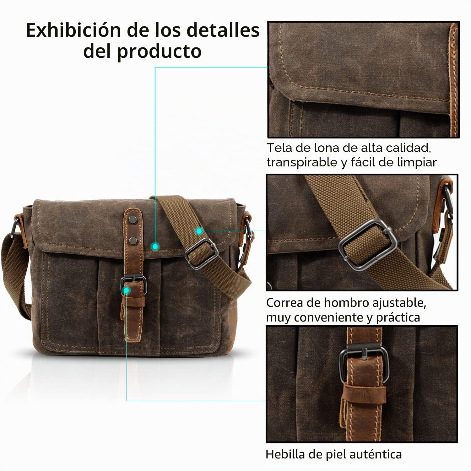 FANDARE Moda Envelope Crossbody Bag Computadora Polyester de 7.9 Pulgadas Comercio Estudiantes Viaje Hombres Multifuncional Shoulder Bag Transpirable Lienzo