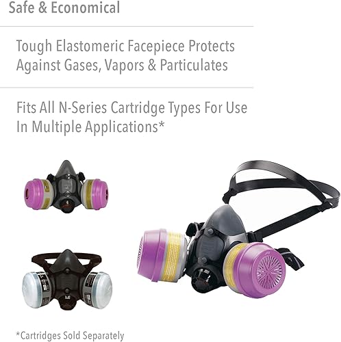 Miniatura 2 de Honeywell Home North 5500 Series - Respirador de media máscara aprobado por Niosh, pequeño (550030S), color negro