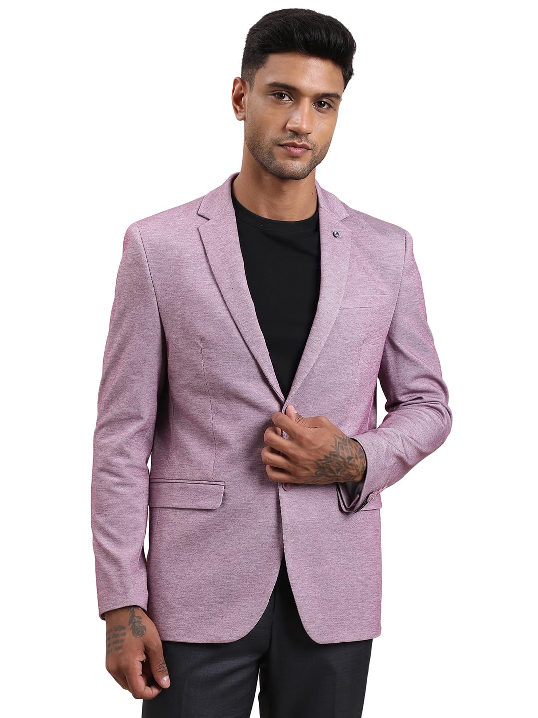 turtle Men Poly Rayon Spandex Tailored Fit Self Design Light Mauve Casual Blazer||Blazer for Men||Casual Blazer-picture-11