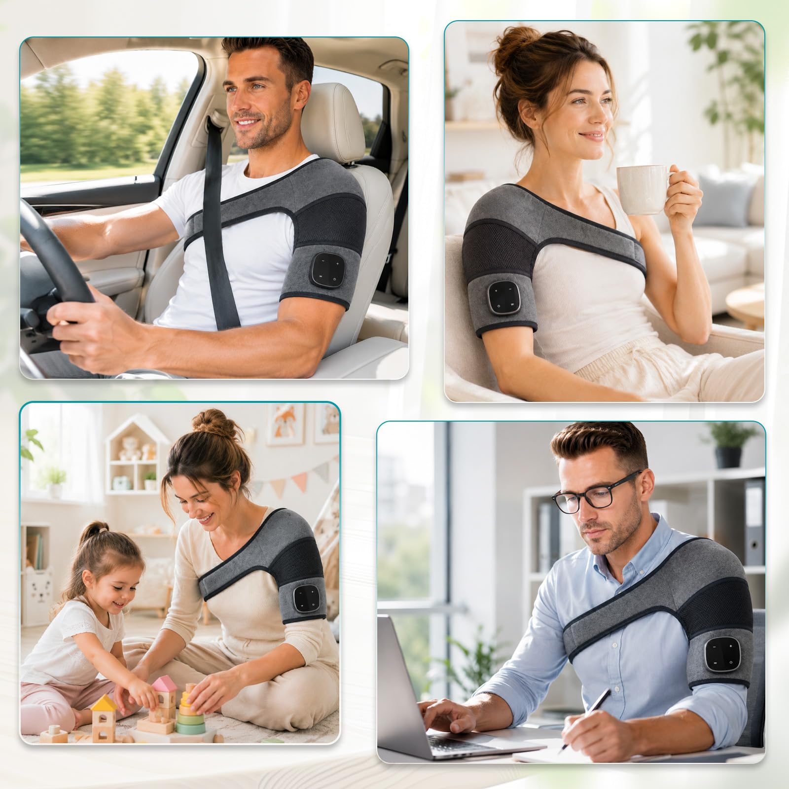 Relevo Massaggiatore per le spalle, 3 in 1, senza fili, riscaldato con calore e vibrazione, batteria da 5000 mAh e indicatore LED, dispositivo di massaggio per le spalle per uomo/donna, per spalla