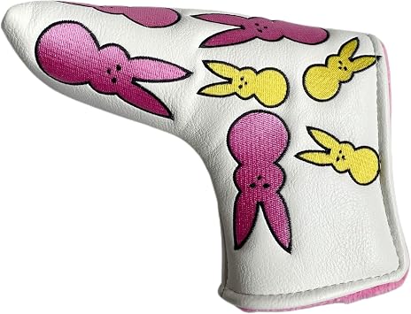 Putter Cover Magnetic Bunny Year Bunny Putter Headcover Golf Putter Head Cover Headcover Magnetic Golf Blade Putter Cover (Pink for Girls, Blue for Boys) (Pink Bunny)
