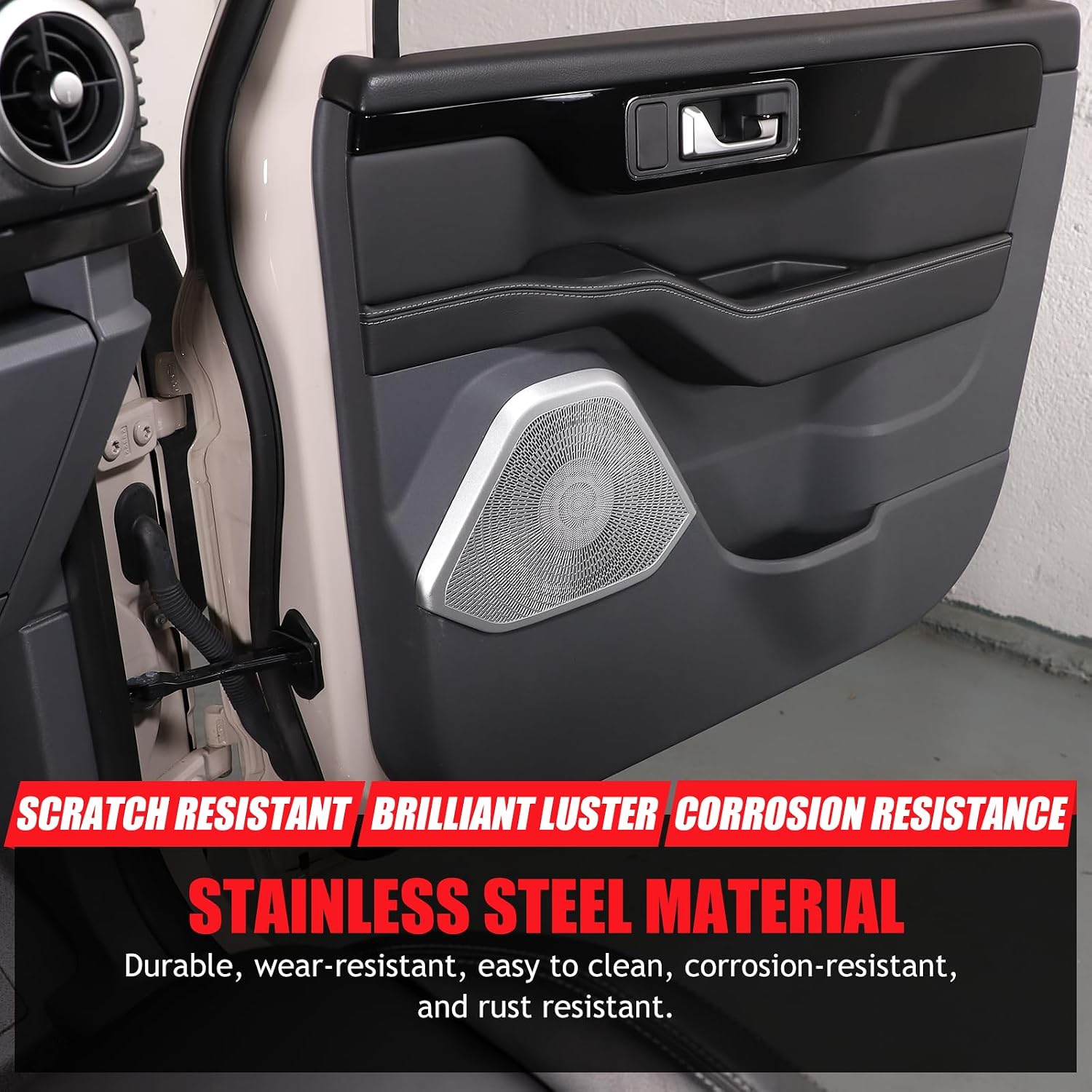 Car Door Speaker Net Cover Compatible with INEOS Grenadier 2020-2024 Stainless Steel Car Front & Rear Door Audio Horn Net Covers Speaker Trim Protective Accessories