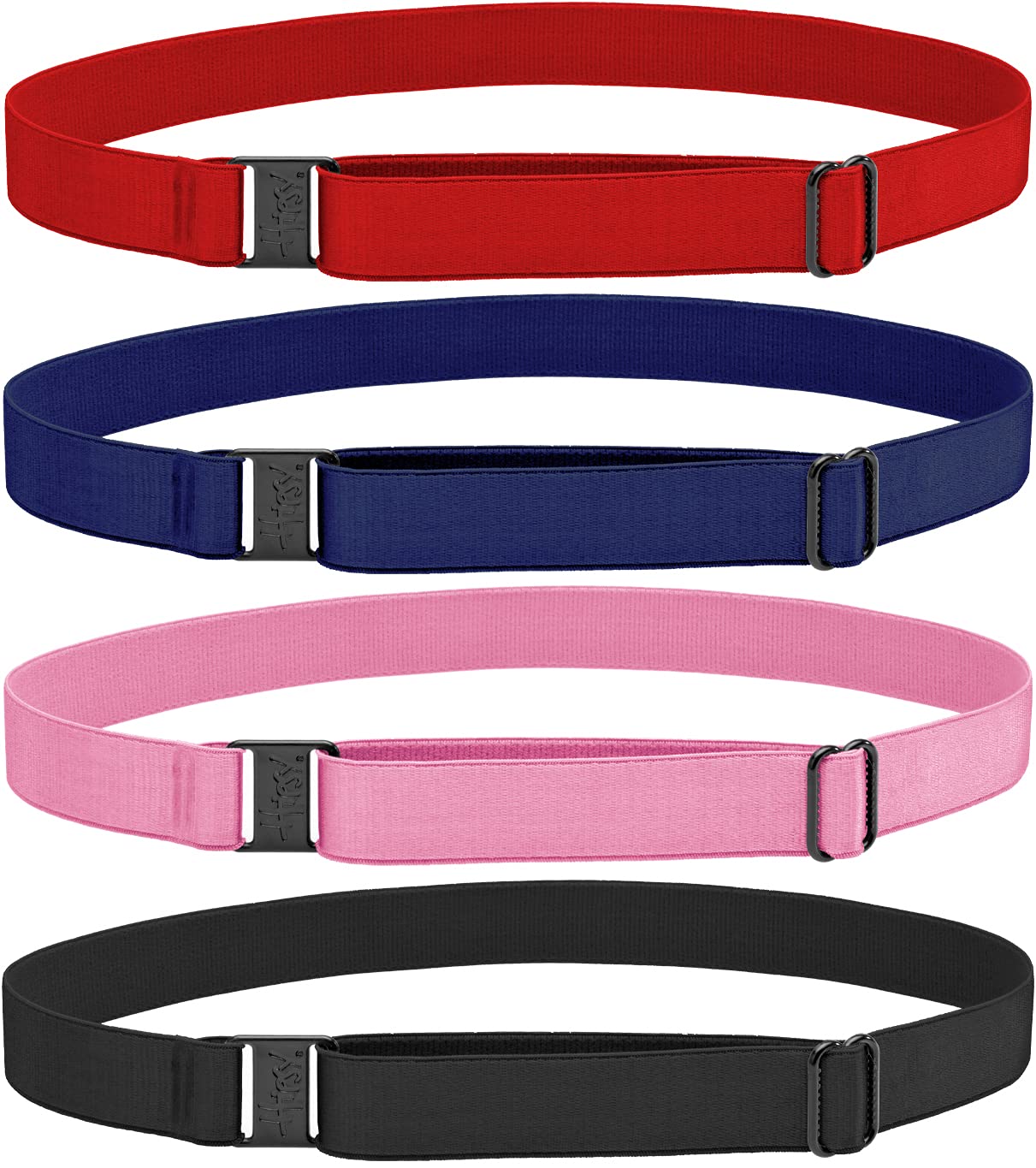 Hipsy Women's Wide Elastic & Adjustable Running Headband Multi Pack (Wide Black/Pink/Navy/Red 4pk)