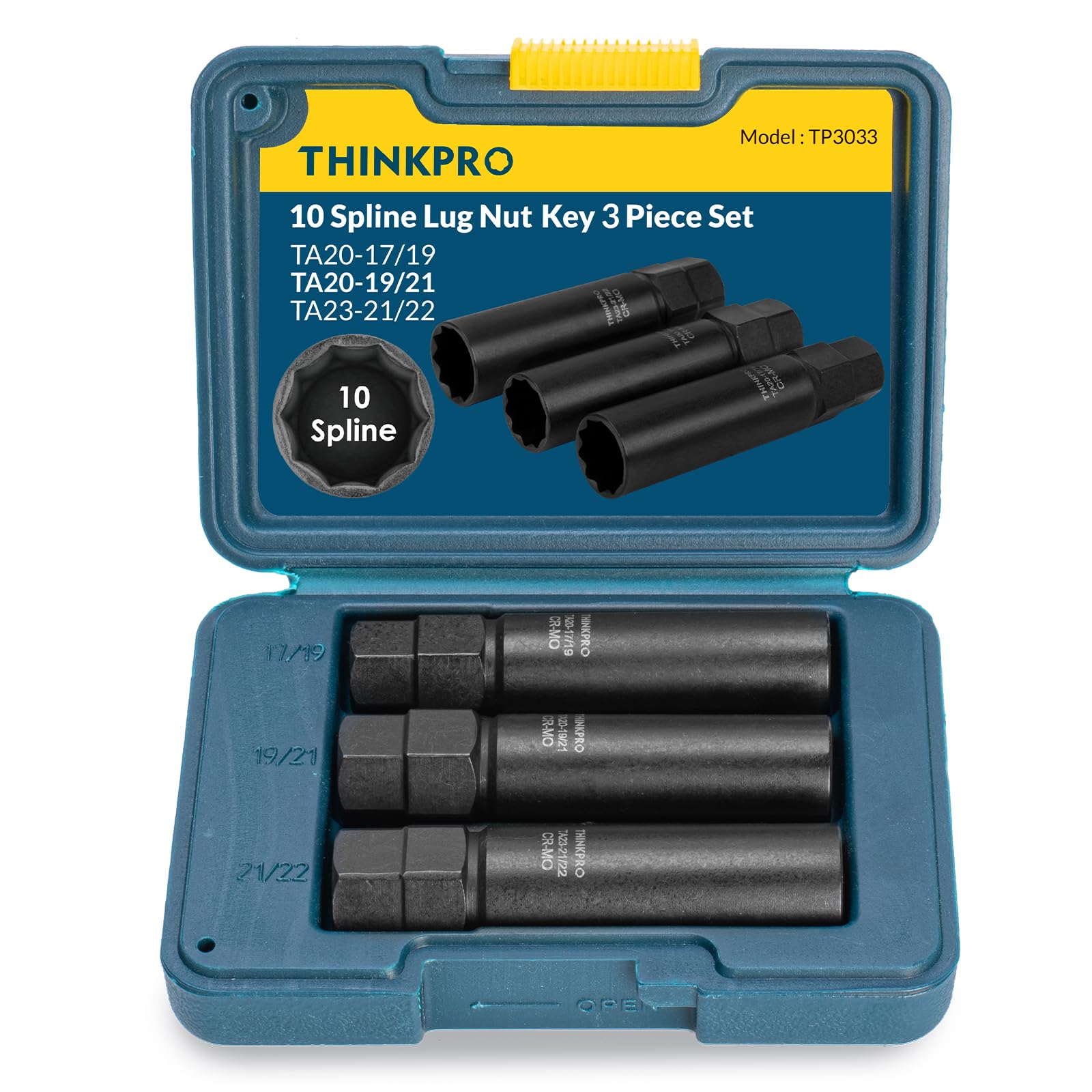 Thinkpro 3-piece 10 spline lug nut key set