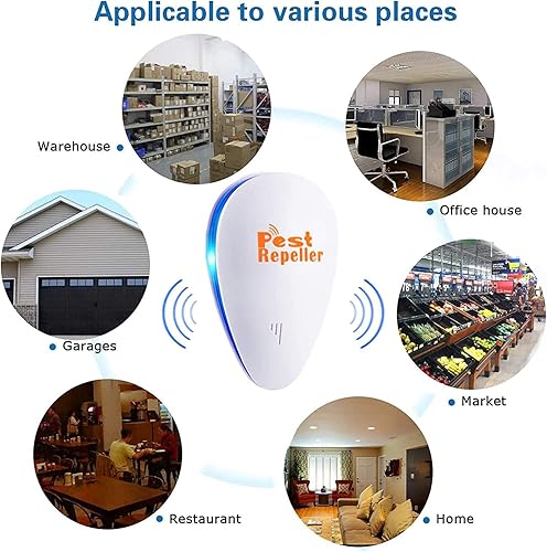 Miniatura 6 de Okutani Repelente ultrasónico de plagas 6 unidades repelente de ratones repelente electrónico de plagas enchufe ultrasónico repelente de cucarachas