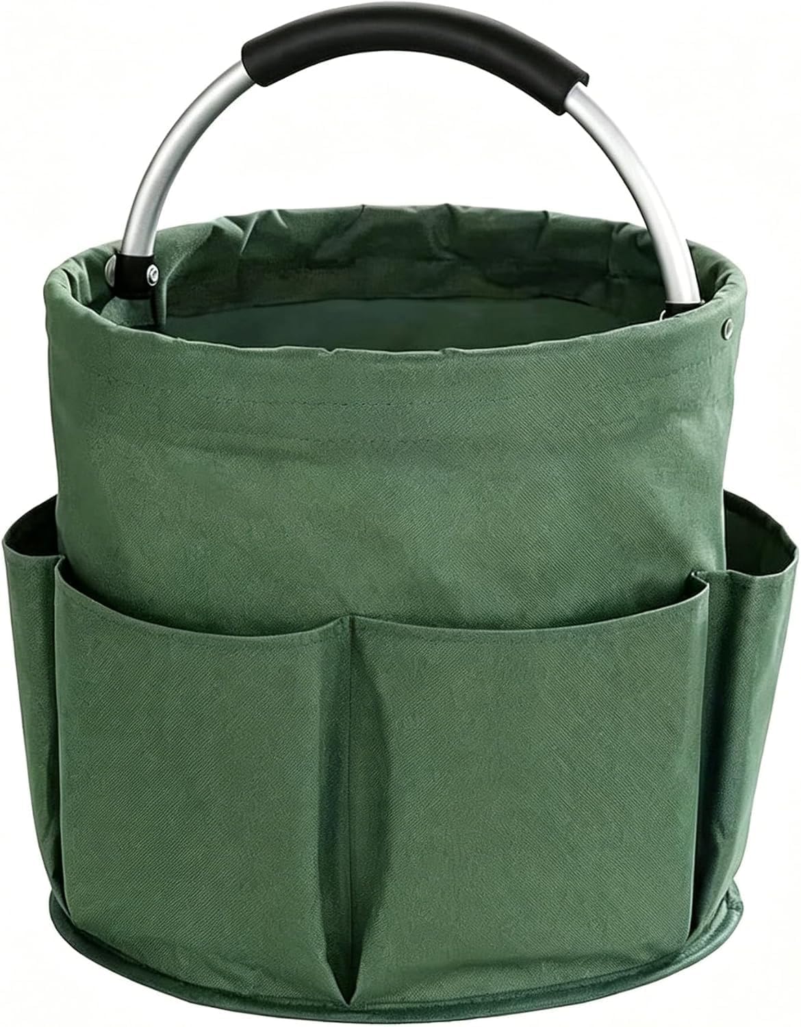 Garden Tool Bucket Organizer with 6 Pockets, Foldable 5 Gallon Caddy Green
