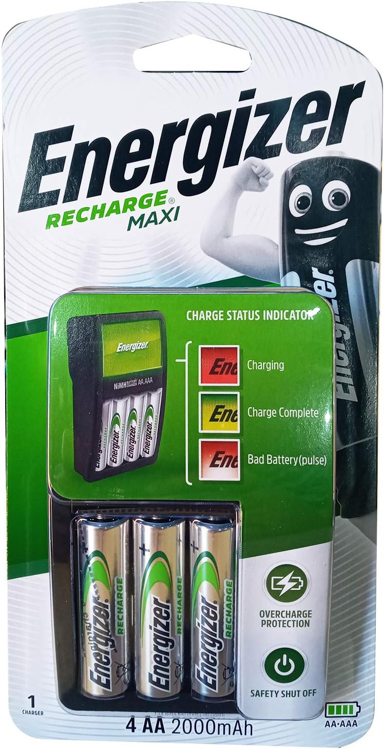 Energizer CHVCM4 Maxi Charger with 4 AA Rechargeable Batteries, 2000mAh