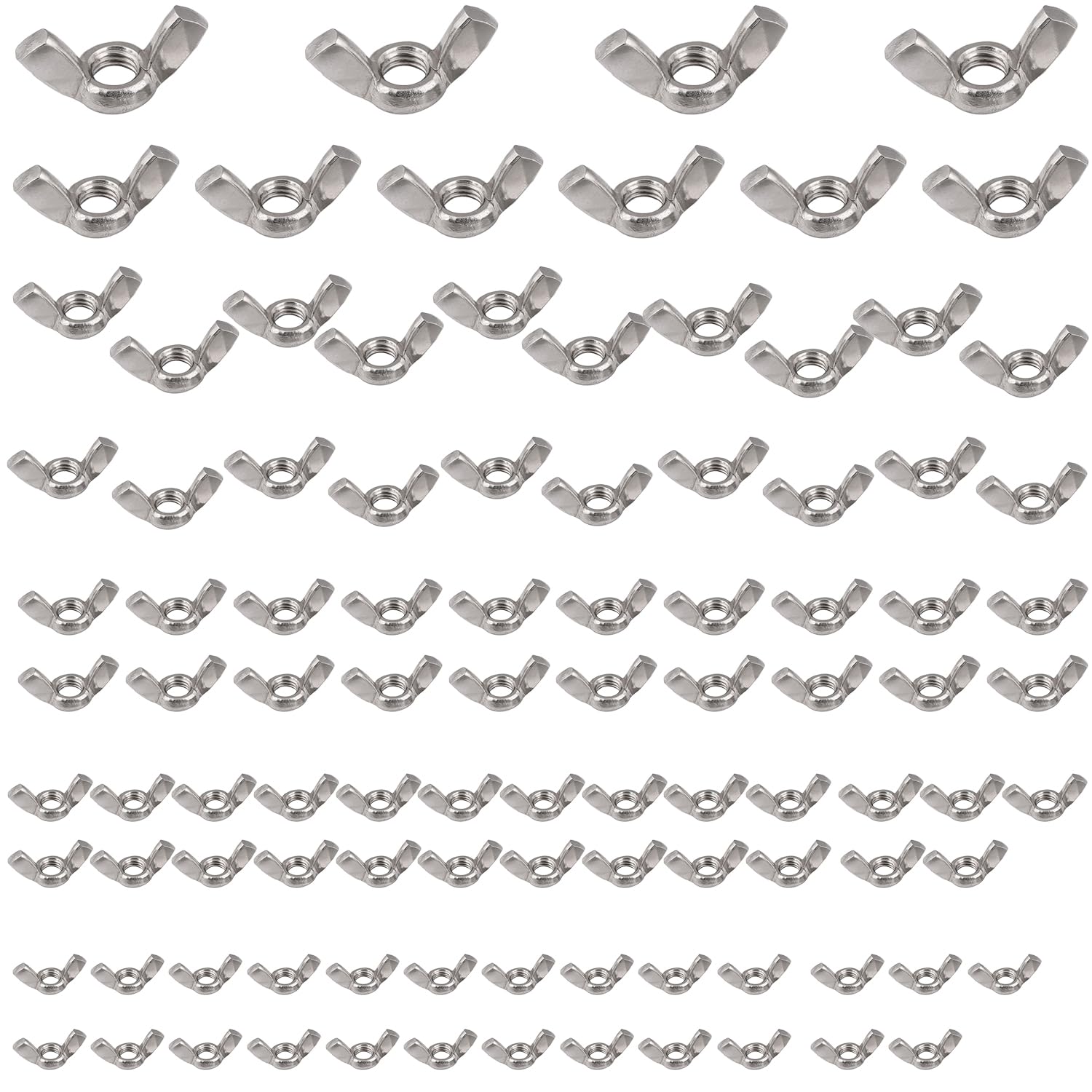 100-Piece Metric Wing Nut Assortment - Galvanized Carbon Steel Butterfly Nuts for Various Applications