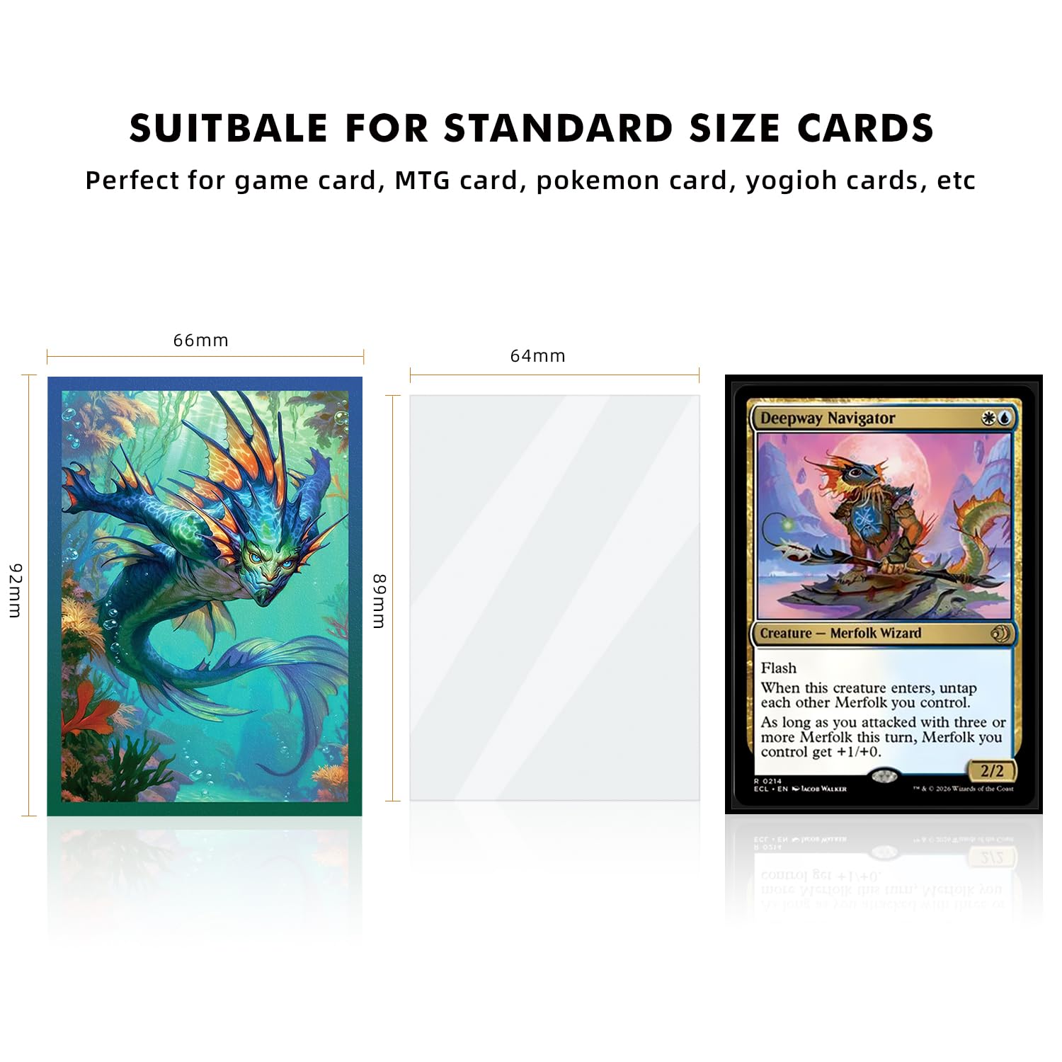 Katomula 100 MTG Card Sleeves with 100 Inner Sleeve, Textured Back Art Sleeves, Fit Standard Size Cards- Merfolk - 3
