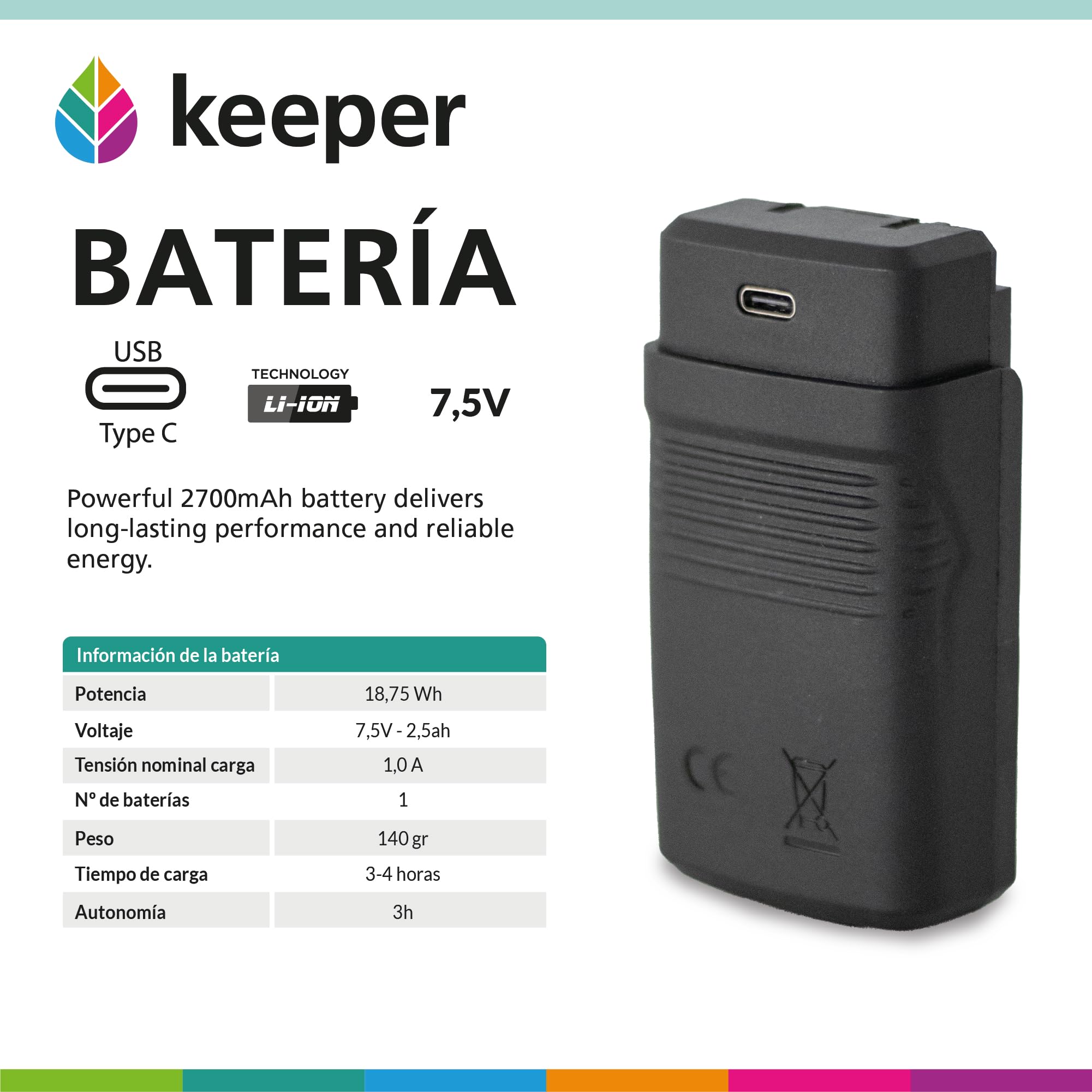 KEEPER KP25.Tijera de podar Eléctrica para jardinería inalambrica. Corte Ø 22 mm. Motor 7,2 V. 2,5 Ah.Autonomia de 3h. Batería extraible incluida. Carga USB.Poda Eléctrica. Jardineria Profesional
