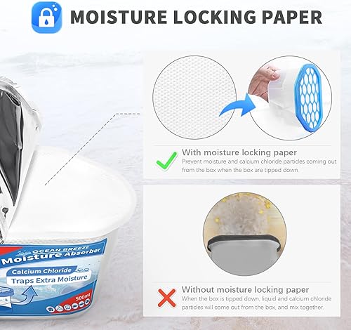 Miniatura 36 de Vacplus Paquete de 6 absorbentes de humedad, cajas de absorción de humedad portátiles de 10.5 onzas para tu baño, armario y automóvil, Amarillo