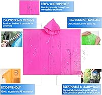Vista 4 de Ponchos de lluvia desechables para niños y niñas, impermeable multicolor, paquete de 4