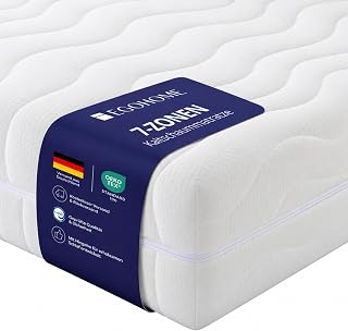 EGOHOME 7-Zonen Matratze 90x200 | H2&H3 | Ergonomische Kaltschaummatratze | Verschiedene Größen & Höhen | Hypoallergen & Antibakteriell | Bezug abnehmbar & waschbar | Oeko-TEX® (90 x 200 cm, 14 cm)