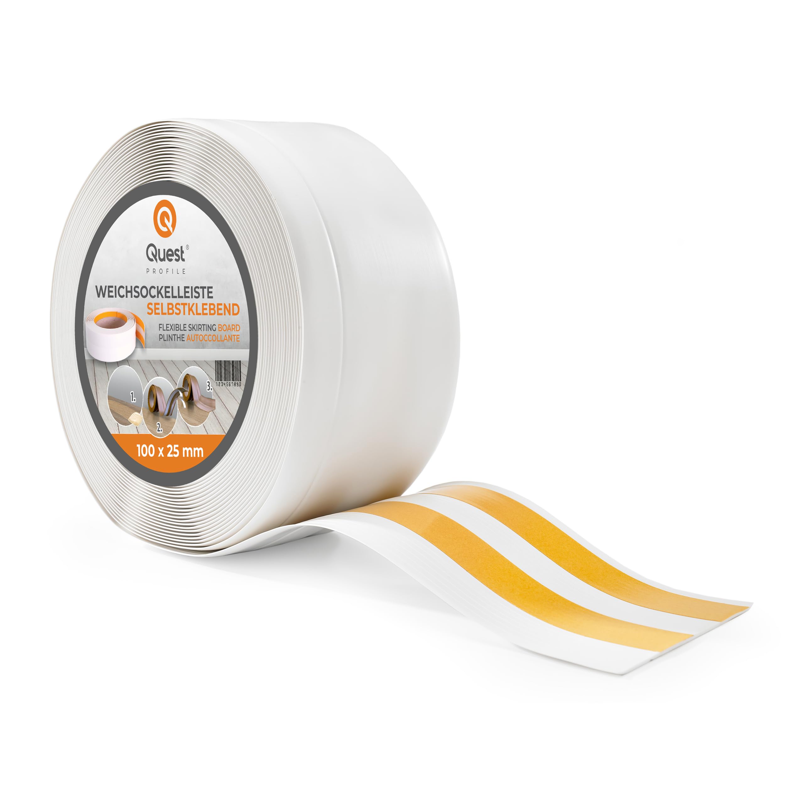 Quest Zachte Plint Zelfklevend - 70 mm x 20 mm - Afwerkstrip, brede vouwstrip - voor muren, vloeren - PVC, flexibel, waterdicht, decoratief (Donkergrijs, 10m