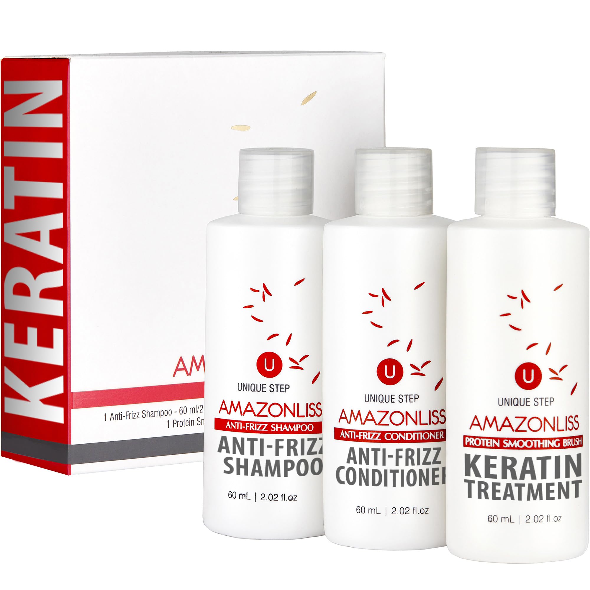 Brazilian Keratin Hair Treatment One Step Protein Hair Treatment Formaldehyde Free Hair Strengthening Alisado Brasileño Keratina Brasileña (One Step Keratin w/Shamp. & Condit. 2.02 Fl Oz)