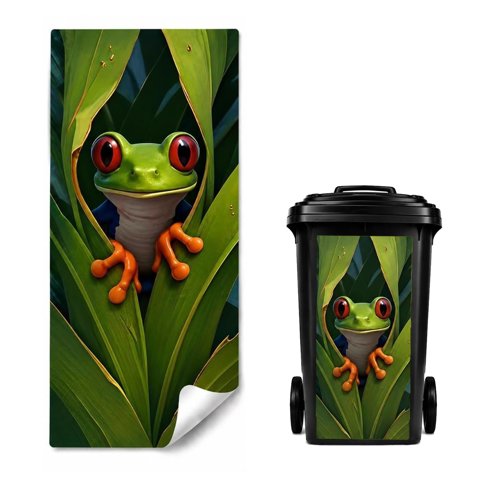 Large Wheelie Bin Stickers, Creative Animal Pattern Bin Wraps, Creative Trash Can Sticker Self Adhesive, Dustbin Sticker Decal for Door Trash Cans Bins Driveway Garden Outdoor Patio Decor，E
